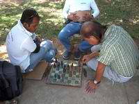 Playing Chess by the Airport during break